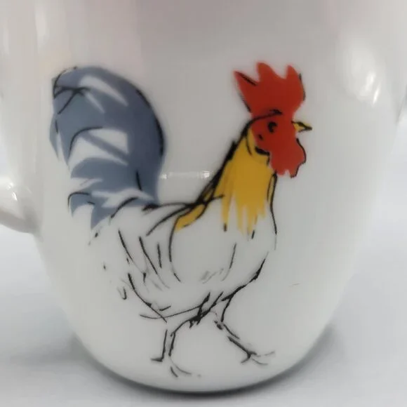 Vintage Set Of 2 Corelle Coordinates Mugs Country Dawn Rooster Coffee Tea Cup - Picture 6 of 10
